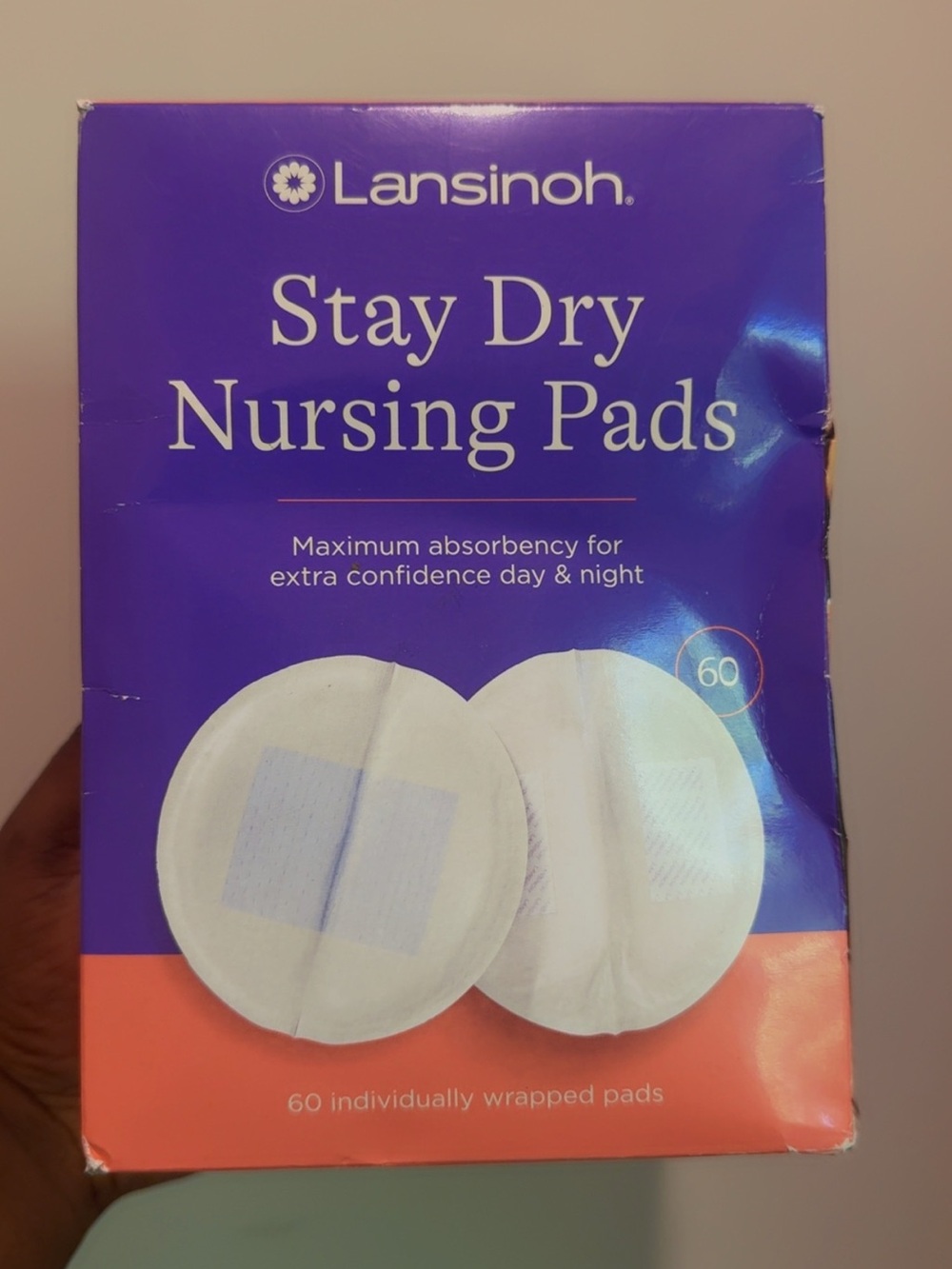 Lansinoh Stay Dry Nursing Pads - Purple & Coral Packaging